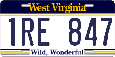 WV license plate 1RE847