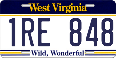 WV license plate 1RE848