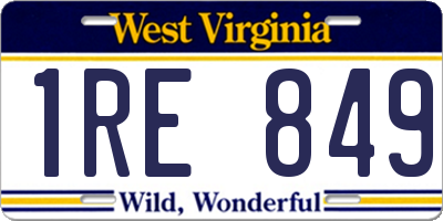 WV license plate 1RE849