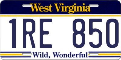 WV license plate 1RE850