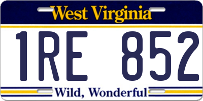 WV license plate 1RE852