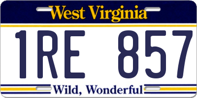 WV license plate 1RE857