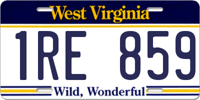 WV license plate 1RE859