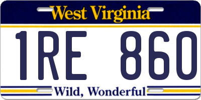 WV license plate 1RE860