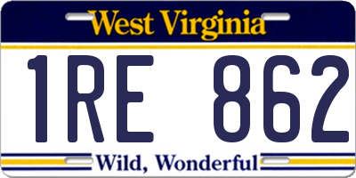 WV license plate 1RE862