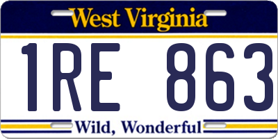 WV license plate 1RE863