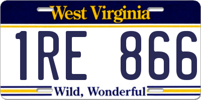 WV license plate 1RE866