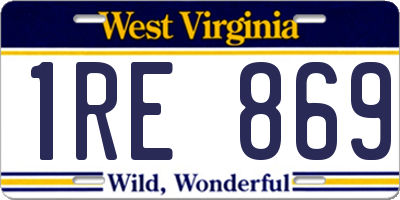 WV license plate 1RE869