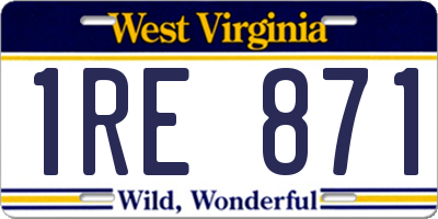 WV license plate 1RE871