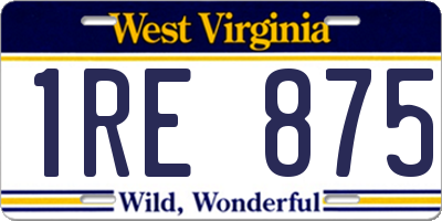 WV license plate 1RE875