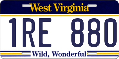 WV license plate 1RE880