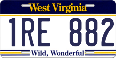 WV license plate 1RE882
