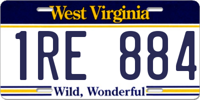 WV license plate 1RE884