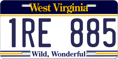 WV license plate 1RE885
