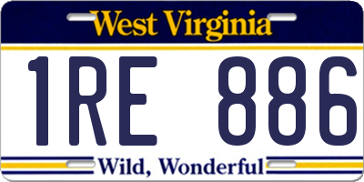 WV license plate 1RE886