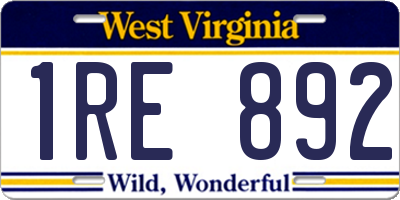 WV license plate 1RE892