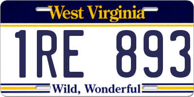 WV license plate 1RE893