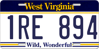 WV license plate 1RE894