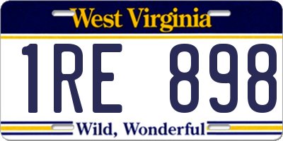 WV license plate 1RE898