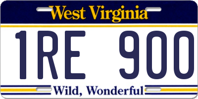 WV license plate 1RE900