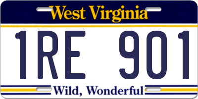 WV license plate 1RE901