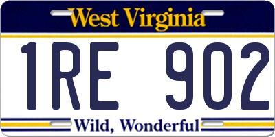 WV license plate 1RE902