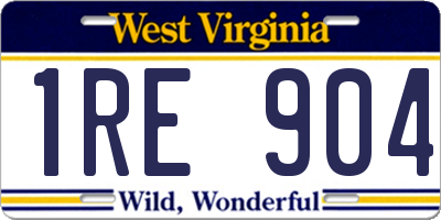 WV license plate 1RE904