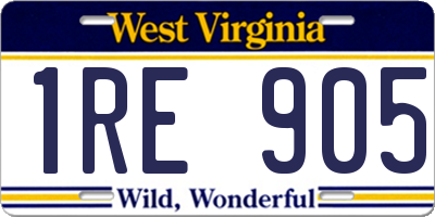WV license plate 1RE905
