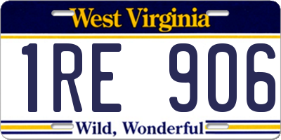 WV license plate 1RE906