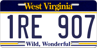 WV license plate 1RE907