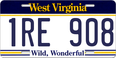 WV license plate 1RE908