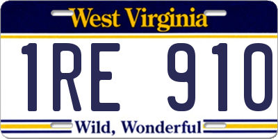 WV license plate 1RE910