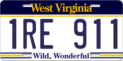WV license plate 1RE911