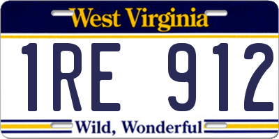 WV license plate 1RE912