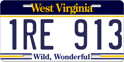 WV license plate 1RE913