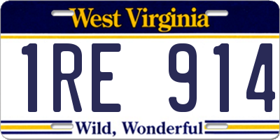 WV license plate 1RE914