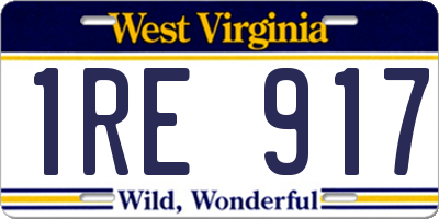 WV license plate 1RE917