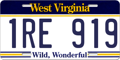WV license plate 1RE919