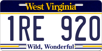 WV license plate 1RE920