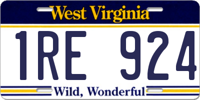 WV license plate 1RE924