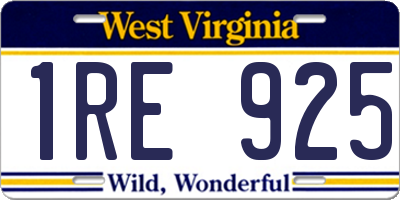WV license plate 1RE925