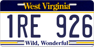 WV license plate 1RE926