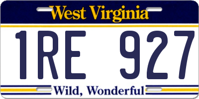 WV license plate 1RE927
