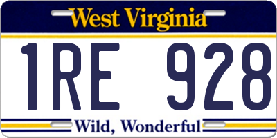 WV license plate 1RE928