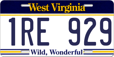 WV license plate 1RE929