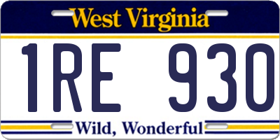 WV license plate 1RE930