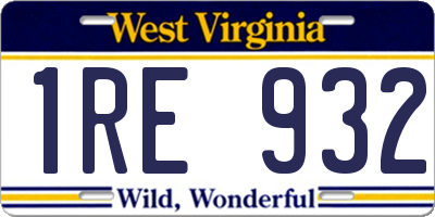 WV license plate 1RE932