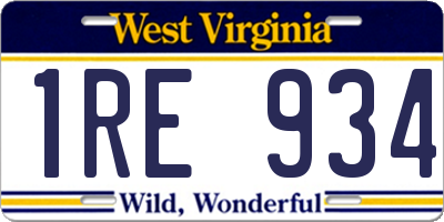 WV license plate 1RE934
