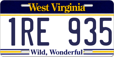 WV license plate 1RE935