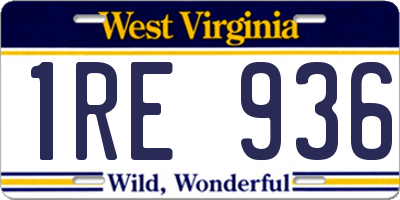 WV license plate 1RE936